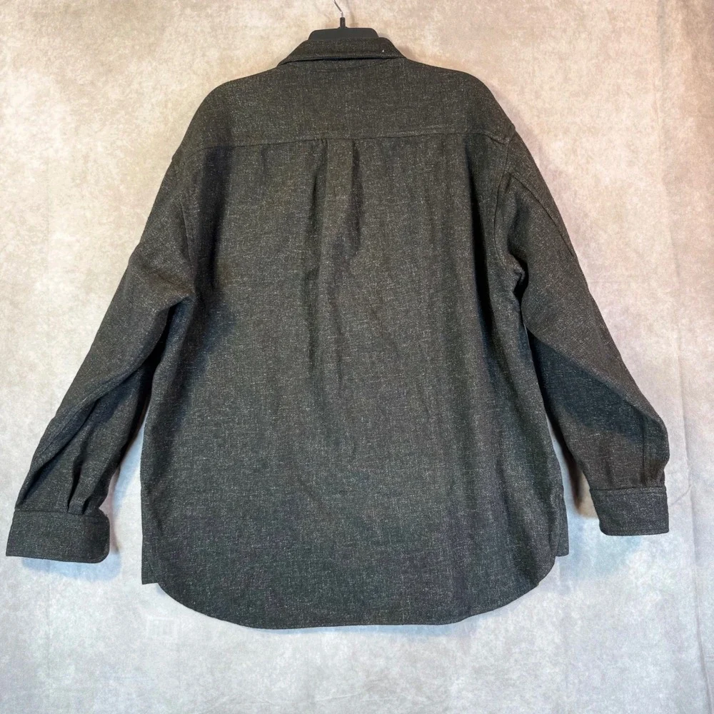 Banana Republic Cabinwear Shirt Jacket Mens Large Charcoal Solid Wool Blend Zip